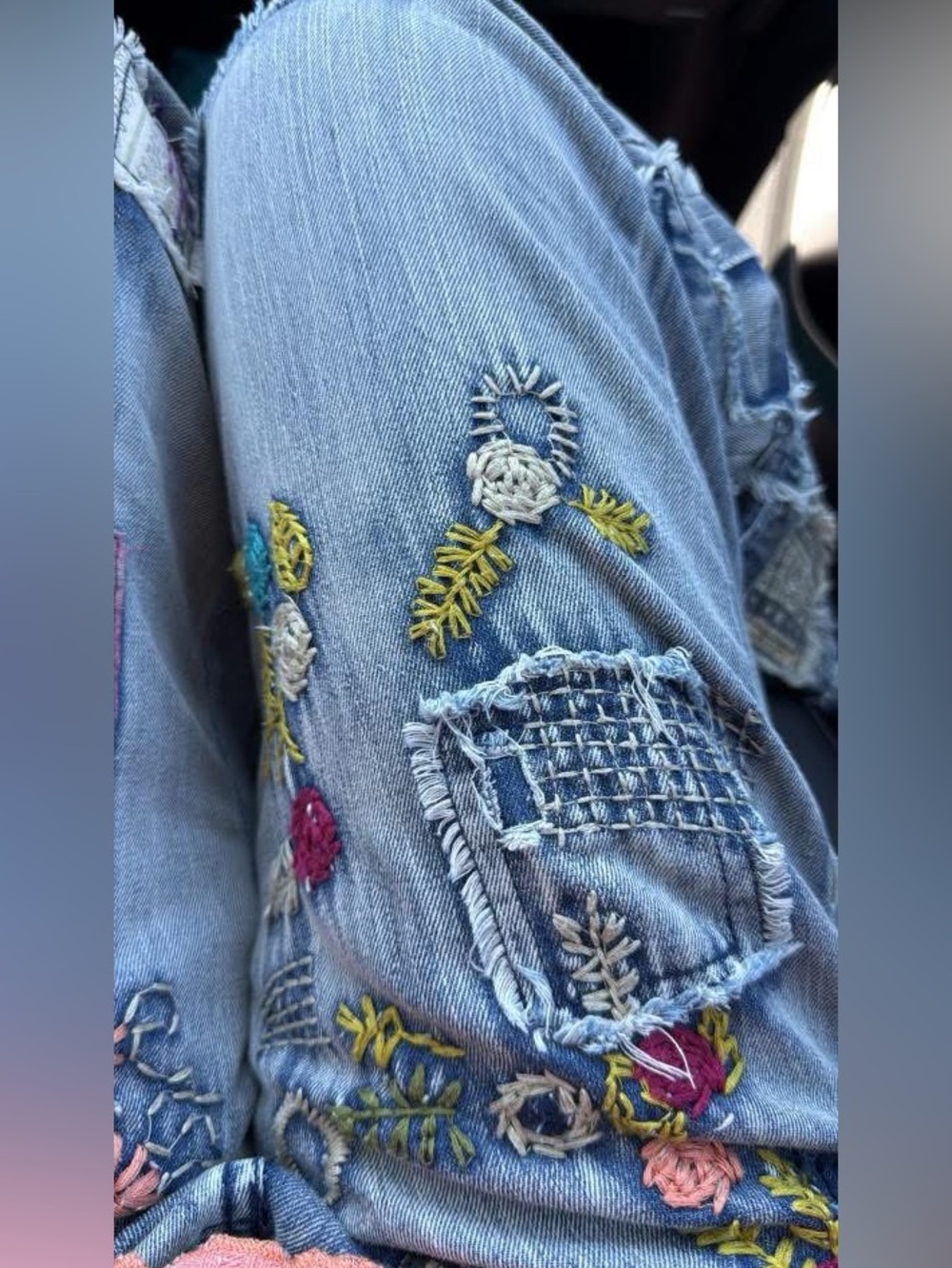 BOHO EMBROIDERED PATCHWORK DENIM - Picture 3 of 3